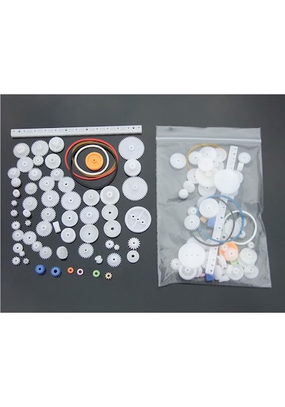 60 Parça Plastik Dişli Seti Oyuncak Robot Araba Gear Dıy Kremayer Çark Kasnak Lastik Sonsuz Dişli