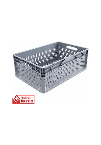 Alpbx Delikli Gri Plastik Kasa 60x40x22 Cm - Sepet 44 Litre