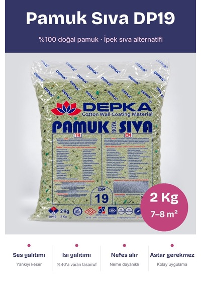 Depka Pamuk Sıva Dp19 2 Kg 7-8 M² İpek Sıva Alternatifi Isı Ve Ses Yalıtımlı Dekoratif Sıva