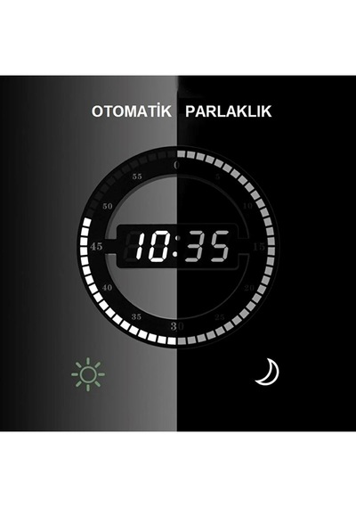 3d Led Dijital Elektronik Modern Duvar Ve Masa Saati Siyah