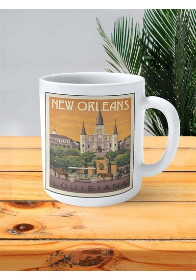 New Orleans Baskılı Kupa Bardak Kişiye Özel Desen Çok Renkli