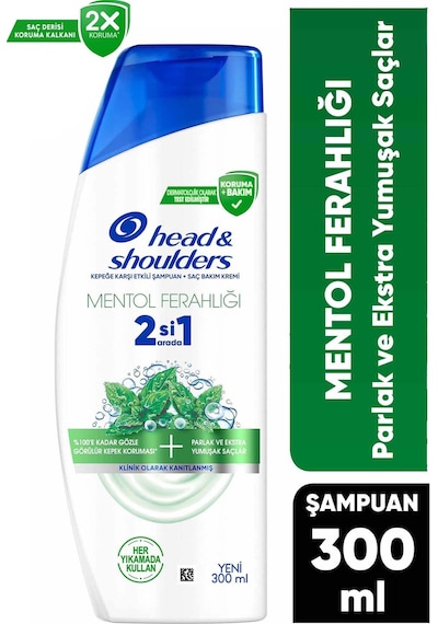 Head & Shoulders Mentol Ferahlığı 2'si 1 Arada Şampuan 300 Ml Tüm Saç Tipleri