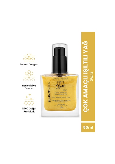Bade Natural Gold Bitkisel Skualan İçerikli Çok Amaçlı Nemlendirici﻿﻿ Işıltılı Yağ 50 ML