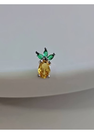 Ananas Model Kıkırdak Piercing Tragus Helix Silver Gümüş Renk Küpe Silver