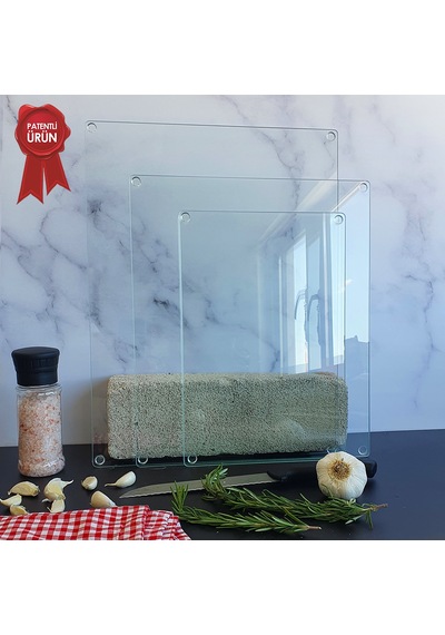 Decorita Cam Kesme Tahtası - Cam Kesme Tablası - 3'lü Takım Saydam