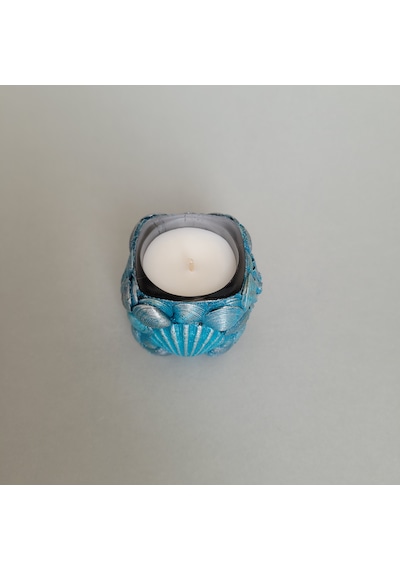 Âric Mavi Deniz Kabuklu Bardakta Dekoratif Soya Wax Mum 004