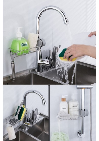 Mutfak Ve Banyo Organizer Demir Raf Tek Katlı Gri Diğer