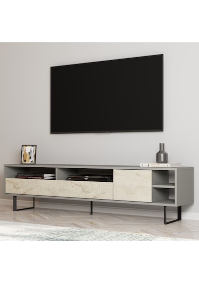 Luga Kapaklı Tv Ünitesi, Tv Sehpası - Metal Siyah Ayak - Gri/traverten - Sis Gri/traverten Sis Gri/traverten Luga Kapaklı Tv Ünitesi, Tv Sehpası - Metal Siyah Ayak - Gri/traverten - Sis Gri/traverten Sis Gri/traverten