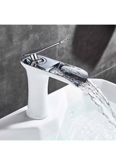 Fkn Şelale Kısa Lavabo Bataryası Beyaz - Krom