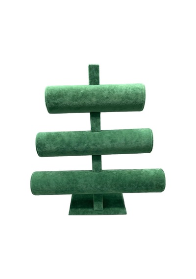 Yerli Üretim Süet Kumaş Yeşil Renk Üçlü 30/26cm Kademeli Bileklik-saat Sergileme Standı Çok Renkli