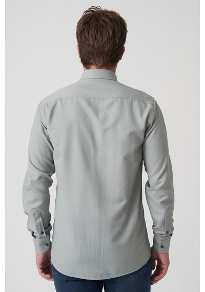 White Stone Barcelos G2514 Slim Fit Gömlek Desenli Gri