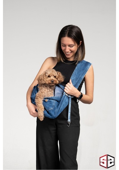 Salya Store Kedi Köpek Taşıma Çantası Kot Anne Kucağı Cnt-107