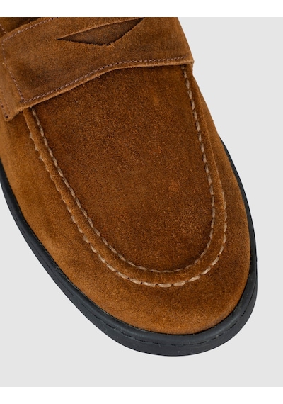Cabani Taba Süet Hakiki Deri Erkek Loafer Ayakkabı