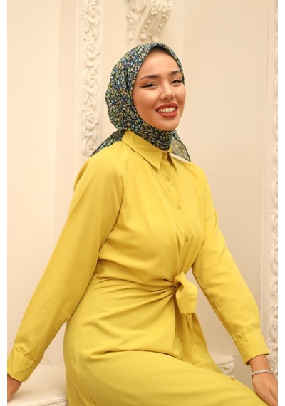 Silk Home Karanfil Desen Soft Pamuk Eşarp Lila Mavi