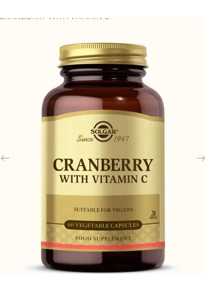 Solgar Cranberry Extract With Vitamin C Takviye Edici Gıda 60 Kapsül