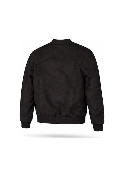 Plus Scorpion Erkek Süet Mont Ceket Fermuarlı, Bomber Kesim, Slim Fit Siyah