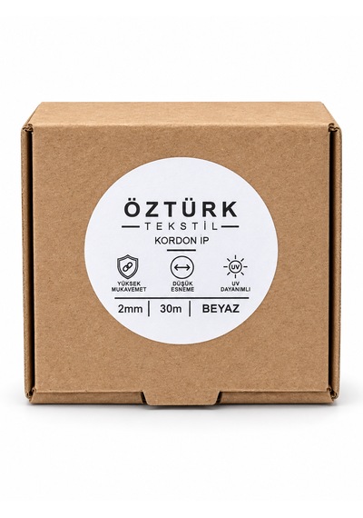 2 Mm Polyester Kordon İp 30 Metre Çok Amaçlı Düşük Esnemeli Beyaz