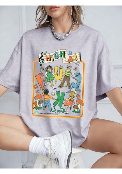 Noıssey Urban Pop Graphic Kadın Tişört Koleksiyonukod 5102 Gri