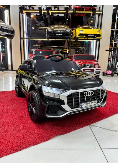 Poyraz Akülü Yumuşak Lastikli Audi Q5 12v Akülü Araba Özel Plaka 0-5 Yaş Metalik Siyah
