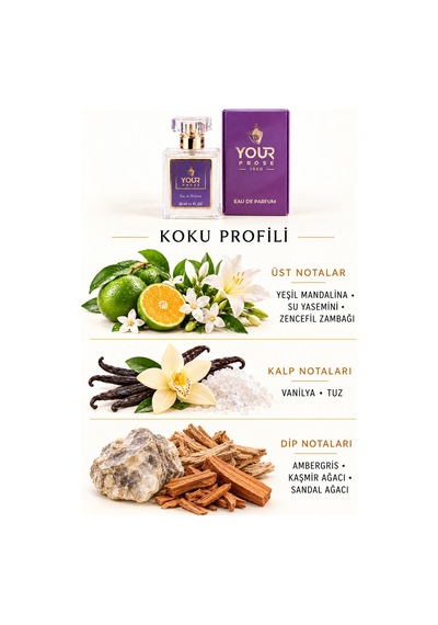 Your Prose K107 Tuzlu Vanilya Ve Yasemin Notalı Tuzlu Tatlı Çiçeksi Kadın Parfümü Edp 50 Ml - 8690352000012yp107 Oryantal