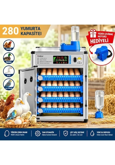My280 Kapasiteli Profesyonel Tam Otomatik Kuluçka Makinesi Çift Nem Kontrol Sistemi, Otomatik Su Tamamlama Ve Çevirme