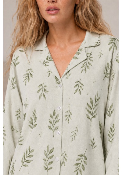 Kadın Casual Esnek Bol Çağla Pijama Takımı 4669 Çağla Yeşili