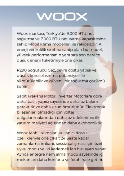 Woox FDPH26-2029ZR5 9000 BTU Taşınabilir Mobil Klima