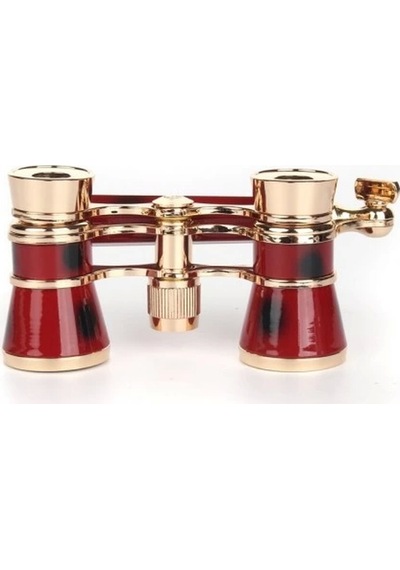 Nefis Işlemeli, Tiyatro / Opera Dürbünü 3x25 Prinç Metal Kaplamalı Retro Kahverengi