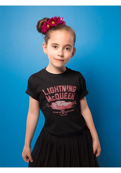 Sevbano Lightning Mcqueen Baskılı Unisex Arabalar Şimşek Mcqueen Çizgi Fi SIYAH
