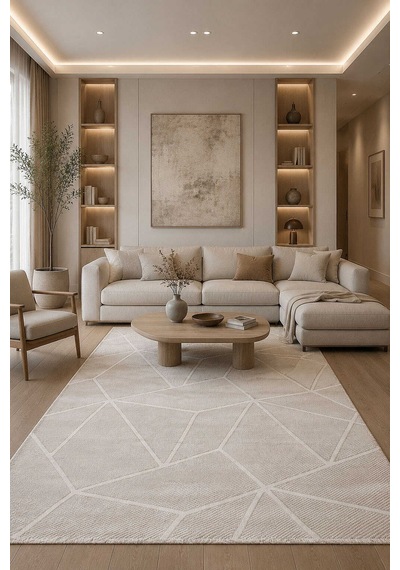 Etro Dekoratif Modern Akrilik Makine Halısı Et02 Kemik Kemik-krem