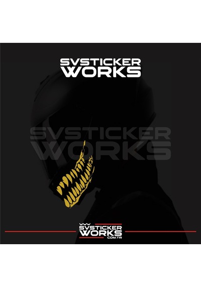 Ağız Diş Köpekbalığı Sticker Kask Vizör Sticker Tüm Kasklar Uyumlu 2 Adet Sağ Sol Altın