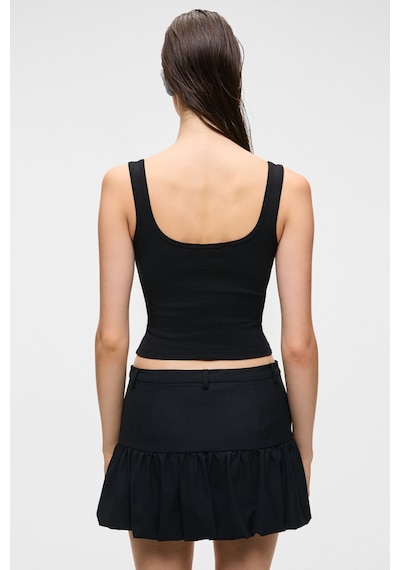 ETHIQUET A YONA Kadın Slim Fit U Yaka Siyah Atlet