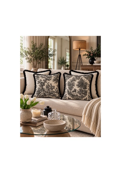 4 Lü Fransız Bahçe Tasarım Çift Taraflı Püsküllü Kırlent Kılıfı Set, Premium Dokulu Siyah Püsküllü Dekoratif Kırlent Kılıfı Aura Series French Country Ekru - 939593363 Ekru 4 Lü Fransız Bahçe Tasarım Çift Taraflı Püsküllü Kırlent Kılıfı Set, Premium Dokulu Siyah Püsküllü Dekoratif Kırlent Kılıfı Aura Series French Country Ekru - 939593363 Ekru