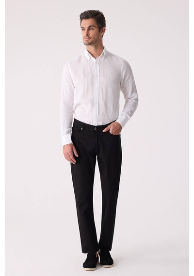 Erkek Siyah Slim Fit Üst Cep Kanvas Pantolon