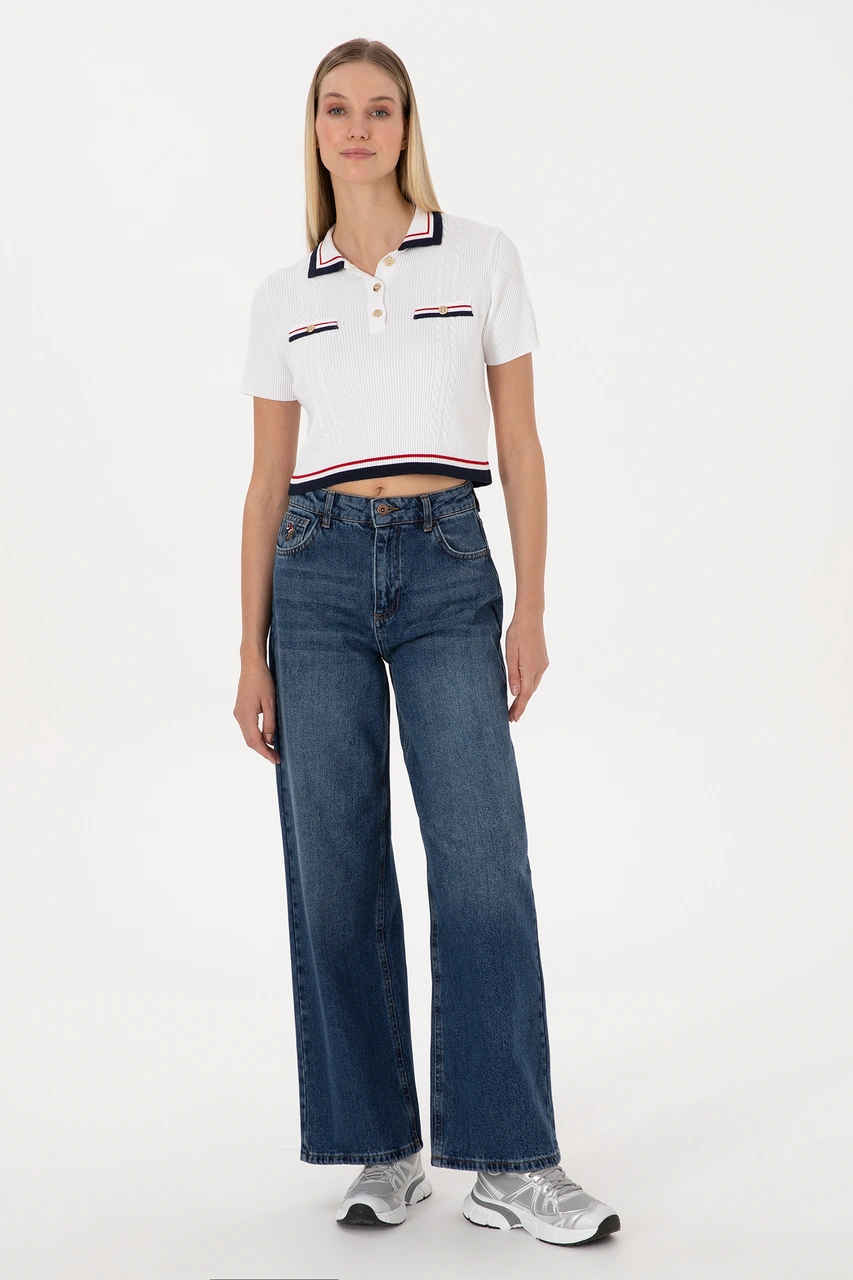 U.S. Polo Assn. Kadın Mavi  Loose Fit Jean Pantolon 50316578-DN0022