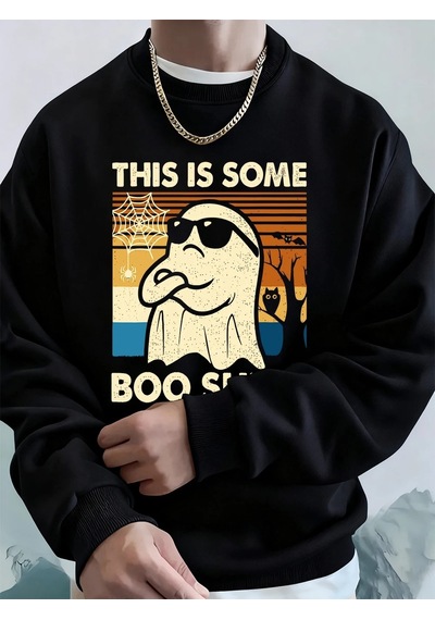 Startmore Tarzsokak Bu Biraz Şaka Yapılı Baskılı Erkek Sweatshirt Kışlık Yuvarlak Yaka Kapüşonlu Sweatshirt Sokak Siyah