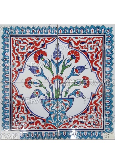 Can Seramik - 40x40 CM El Dekoru Kütahya Çinisi