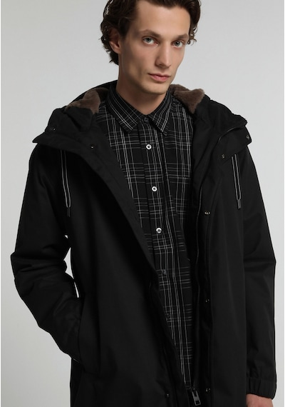 Colin's Colins Regular Fit Kapüşonlu Fermuarlı Astarlı Erkek Siyah Kaban Cl1082062 Q1.v1 Blk