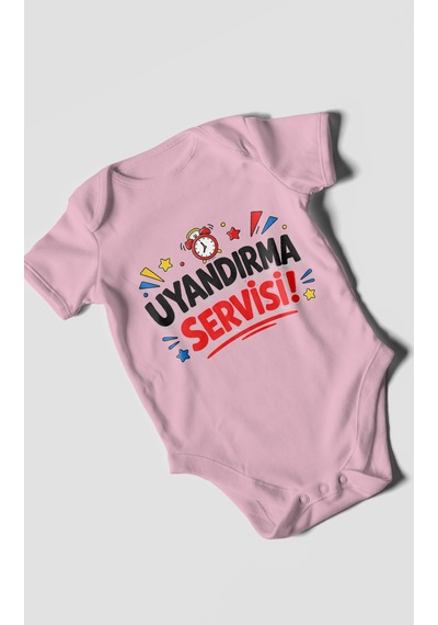 Morivokids Uyandırma Servisi Kısa Kollu Bebek Body %100 Pamuk Koyu Pembe