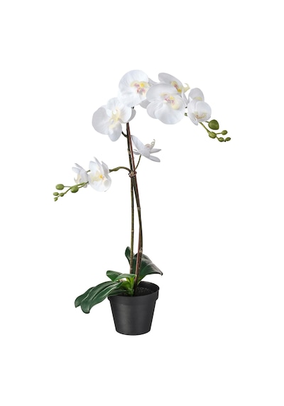 Yapay Saksılı Beyaz Orkide, Meridyendukkan 12 Cm Ev-bahçe Dekorasyonu