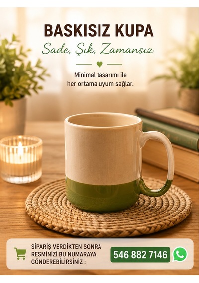 Renkli Detay Kişiye Özel Baskılı Kupa-3 Farklı Renk Seçeneği Yeşil