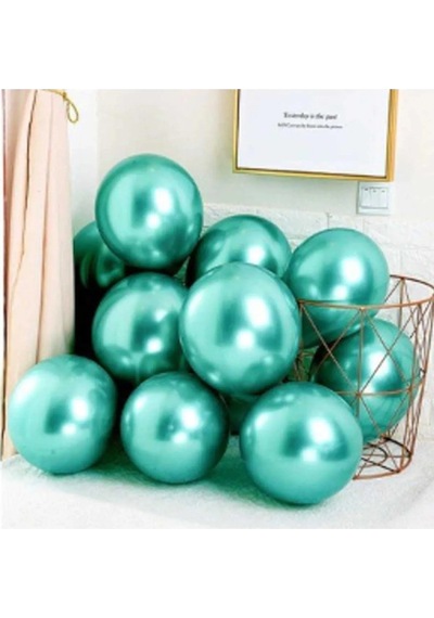 Krom Parlak Balon Yeşil Renk 20 Adet Aynalı Balon 30 Cm
