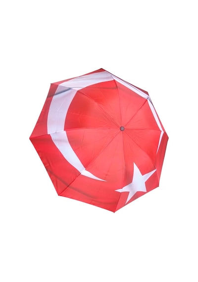Eleven Markets Bayrak Şemsiye Türk Bayrağı Desenli Manuel Çanta Boy Şemsiye Kırmızı