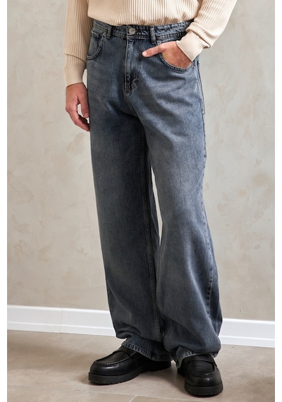 Erkek Ekstra Baggy Jean Pantolon Açık Mavi