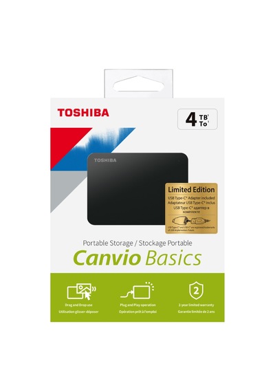 Toshiba Canvio Basics HDTB440EK3CB 4 TB 2.5" USB 3.2 Gen 1 Taşınabilir Disk + Type-C Adaptör