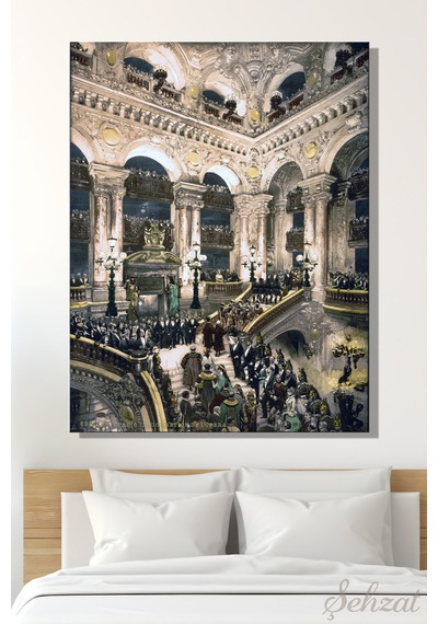 Kanvas Duvar Tablosu Dikey Tekli Salon Mutfak Yatak Odası Ofis Paris Opera Binasi Mimari Sanat