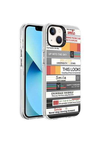 Apple İphone 13 / 14 Uyumlu Kılıf Desenli Zore Silver Sert Kapak