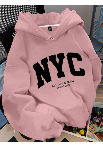 Startmore Flirla Plus Size Women's Slogan Letter 'nyc All Gırls Team Sports Club' City Name Graphic Pri Çok Renkli