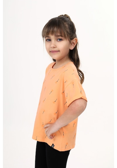 Toontoy Kids Toontoy Kız Çocuk Baskılı Tişört Oranj