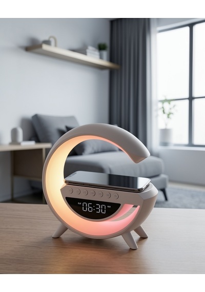 Kablosuz Şarj Cihazlı Bluetooth Hoparlör Rgb Işıkli Dijital Saat